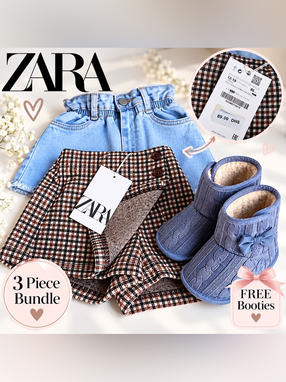 💕 ZARA Baby Girl Shorts Bundle + FREE Booties 🎁